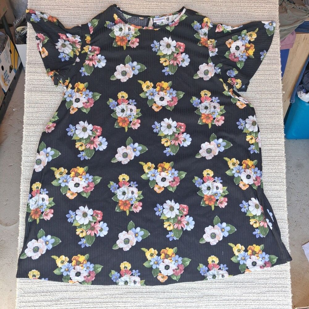 Lularoe Irma Tunic Top 3XL Floral Print High Low Hem Short Sleeve Plus Size Tee